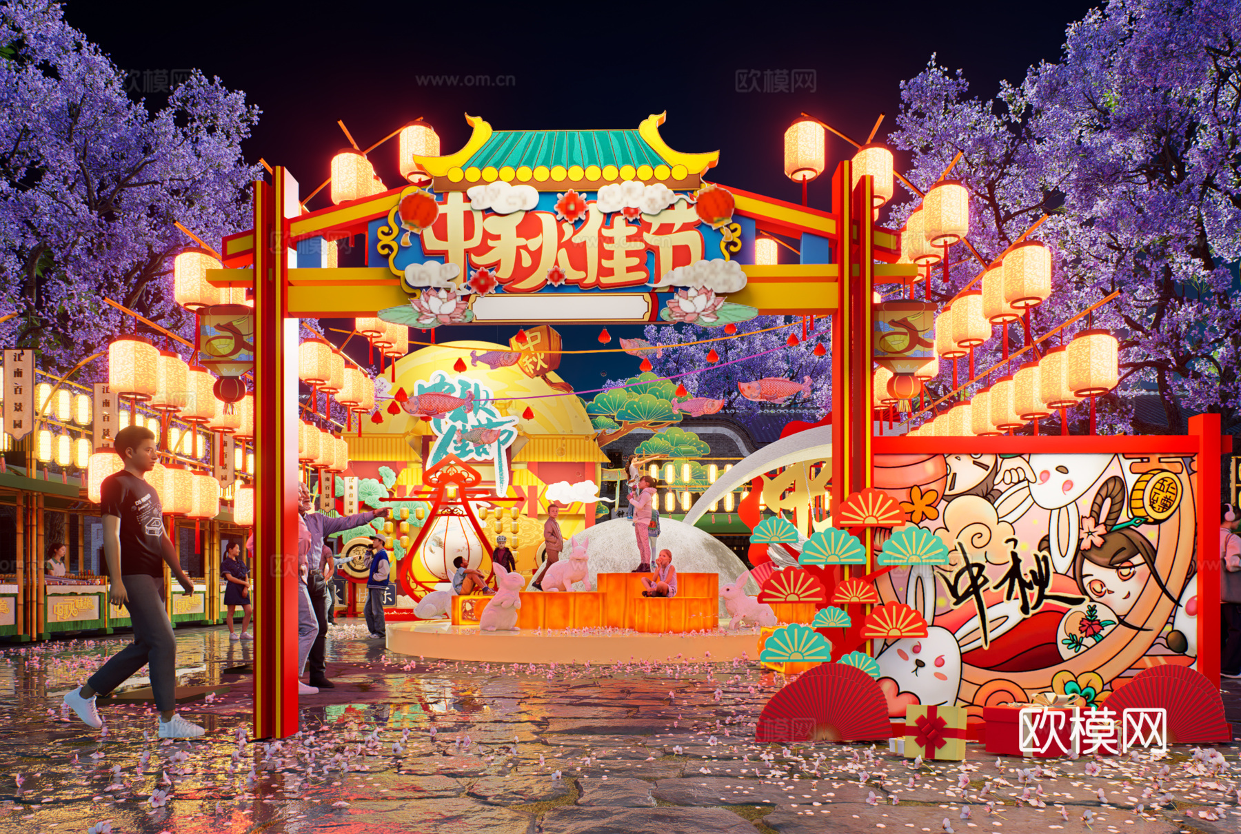 网红打卡国潮古风非遗文化中秋节su模型