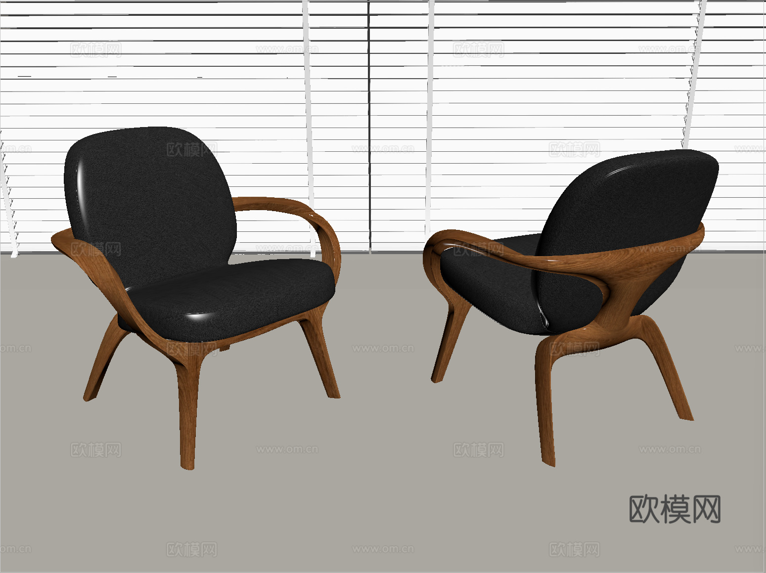 现代躺椅 休闲椅 贝壳椅 木椅su模型
