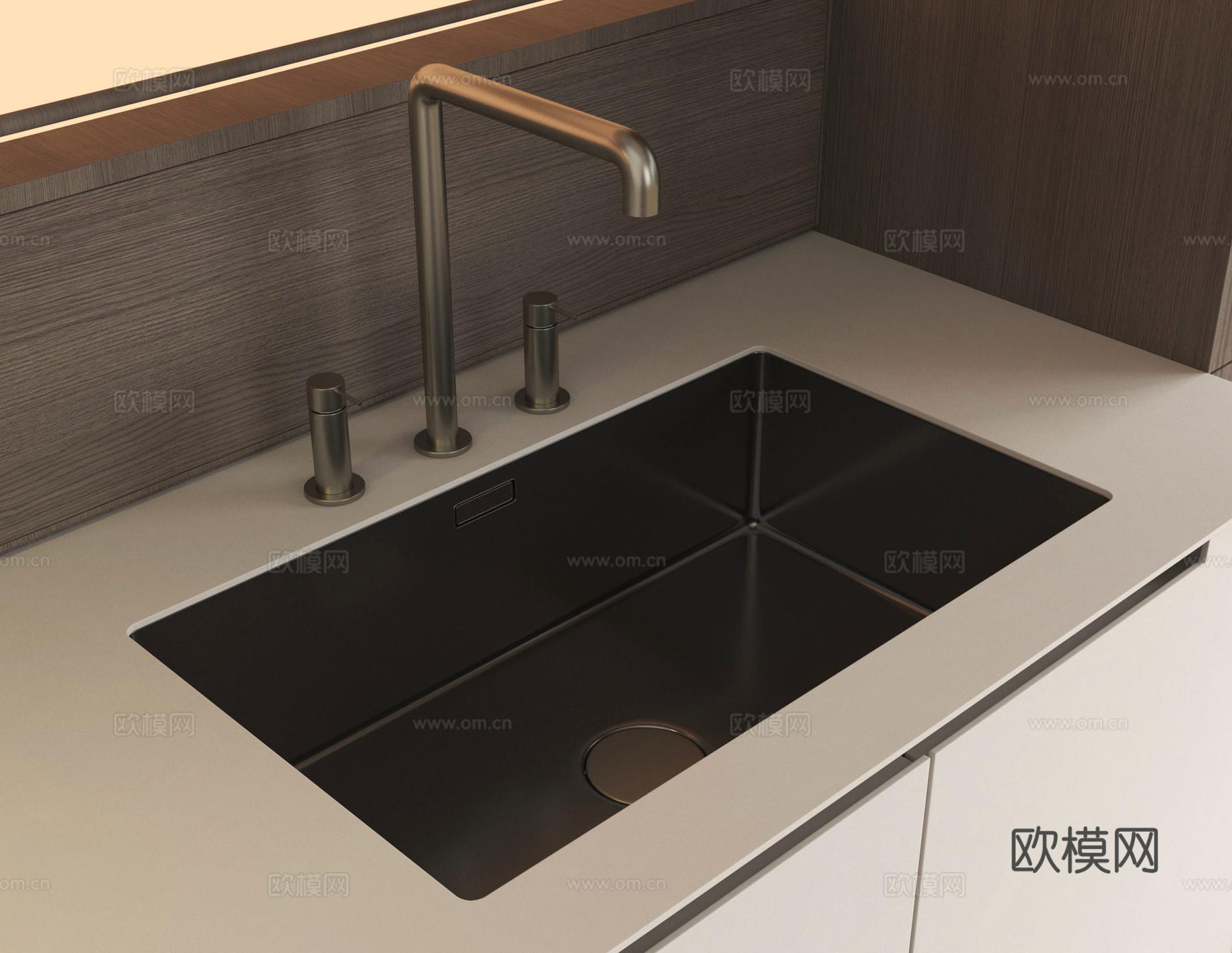 现代水槽 不锈钢水槽 洗菜池 洗菜盆 水龙头su模型