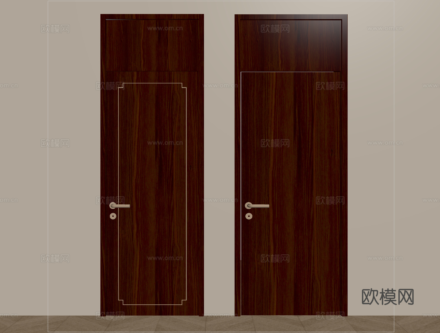 新中式单开门 卧室门 平开门 木门 通顶门su模型