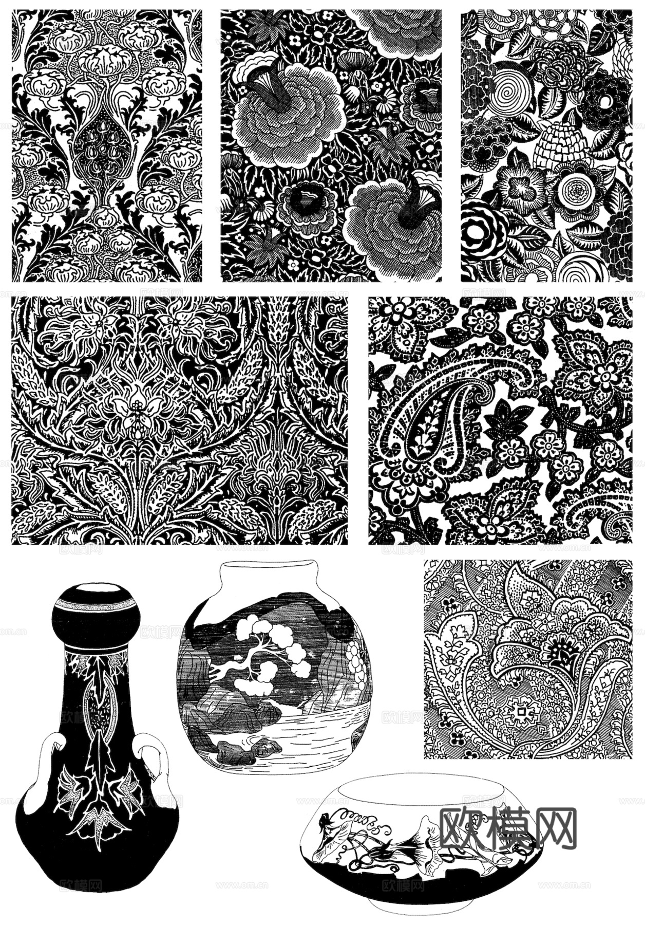 黑白凹凸 高光遮罩 通道 花纹纹理 装饰线条 纹理 墙绘图案下载