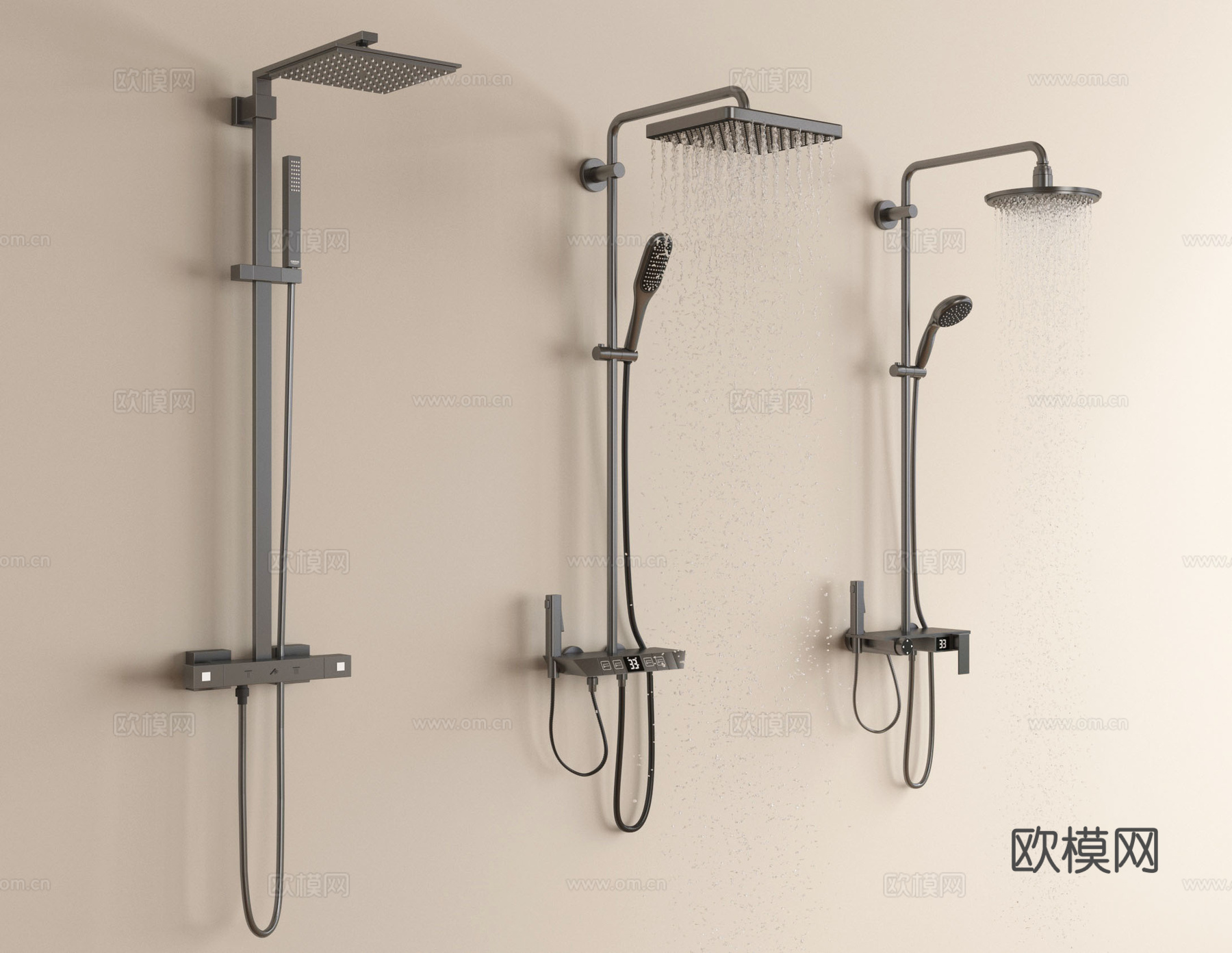 现代花洒 淋浴花洒 卫浴小件su模型