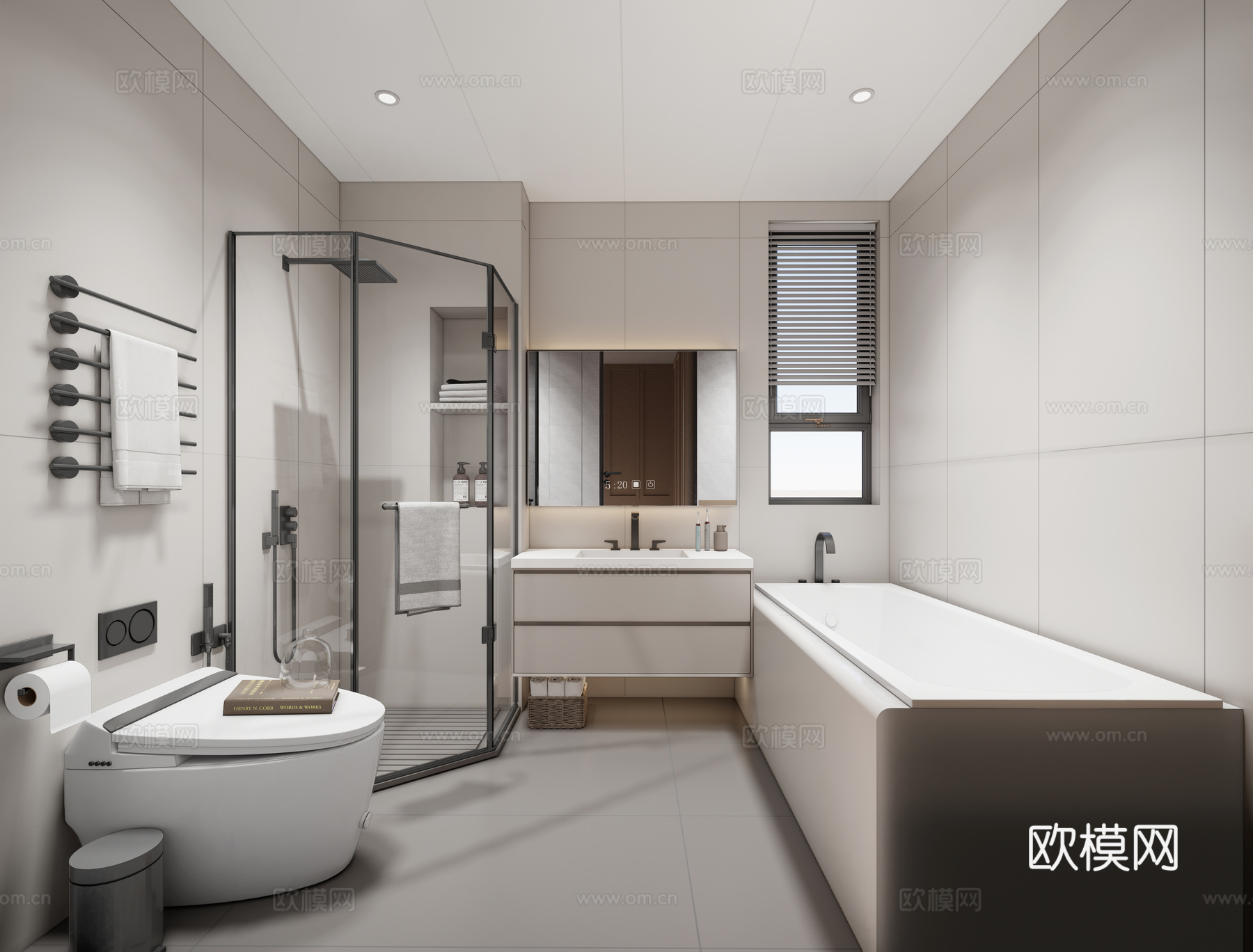 现代卫生间  淋裕  马桶su模型