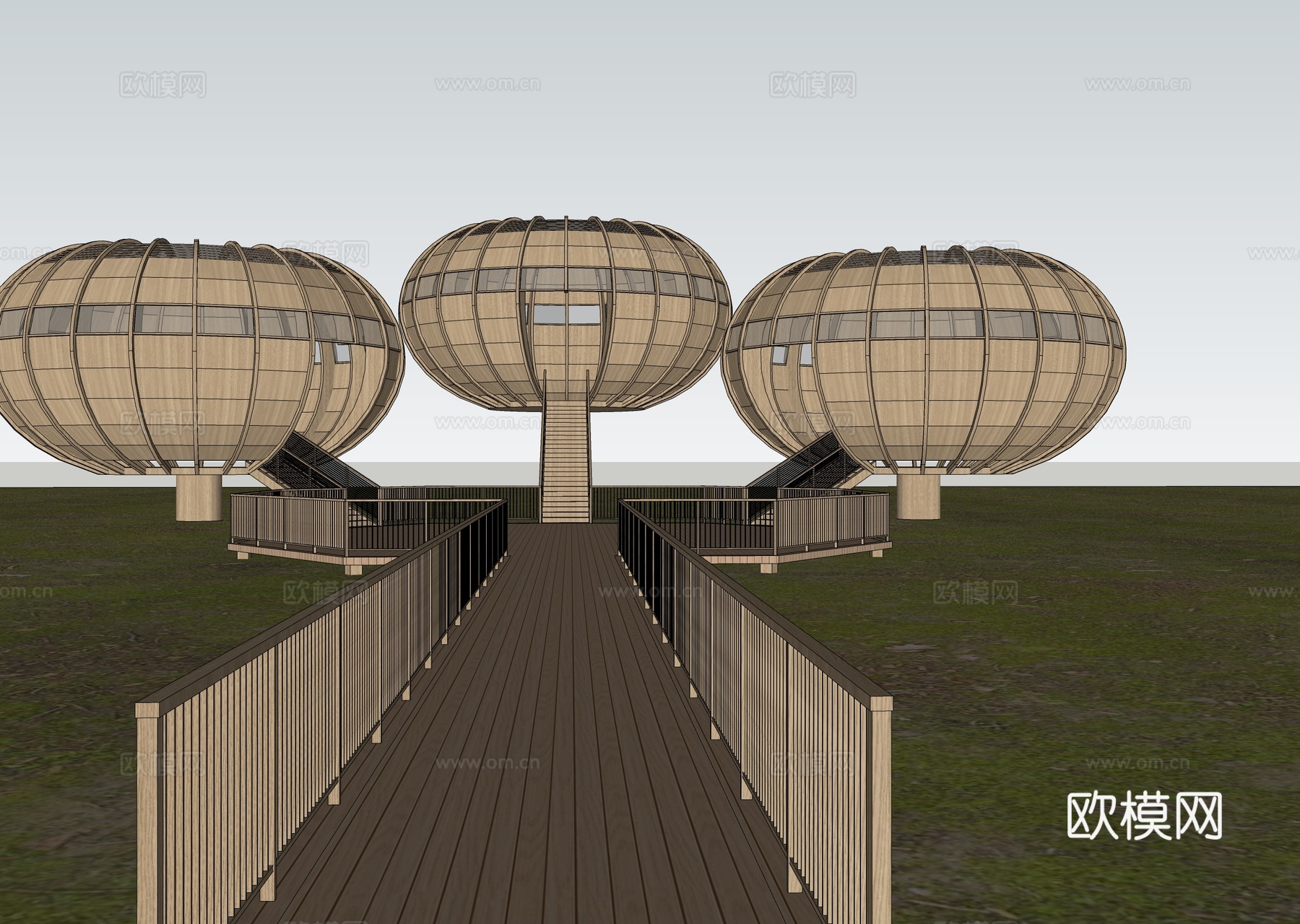 景观小木屋 景观亭子 观景台 树屋su模型