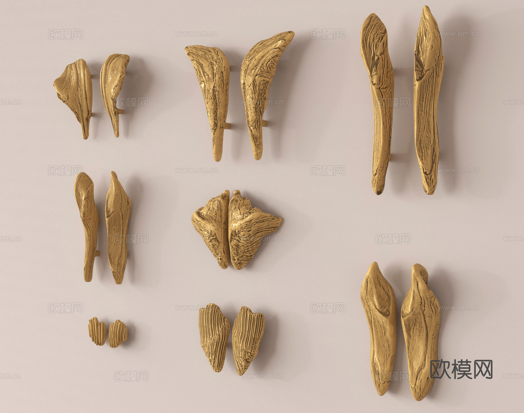 轻奢门把手 柜门拉手 金属拉手su模型