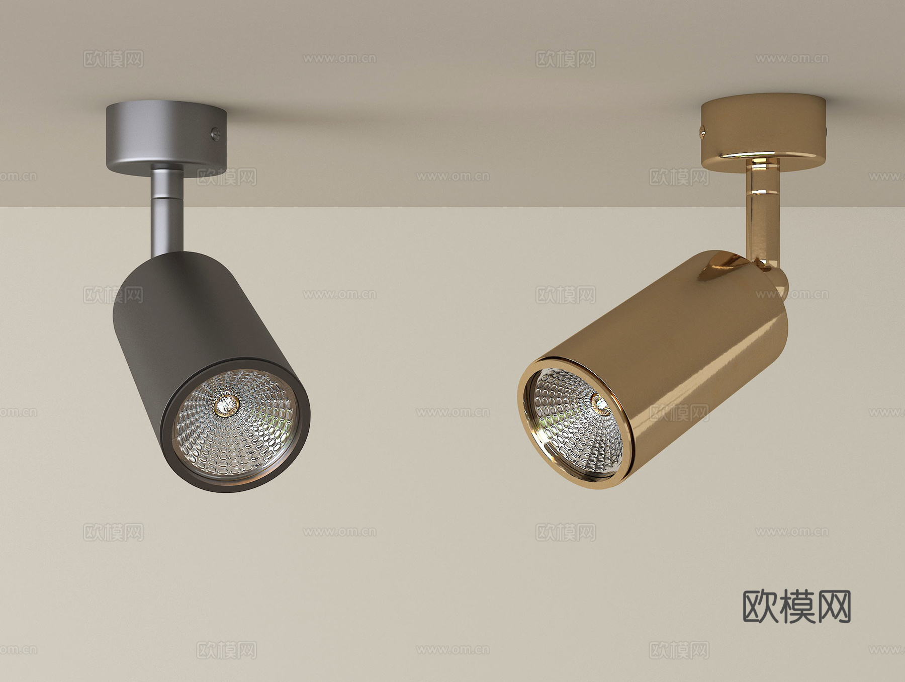 现代筒灯射灯 明装射灯 转向式su模型