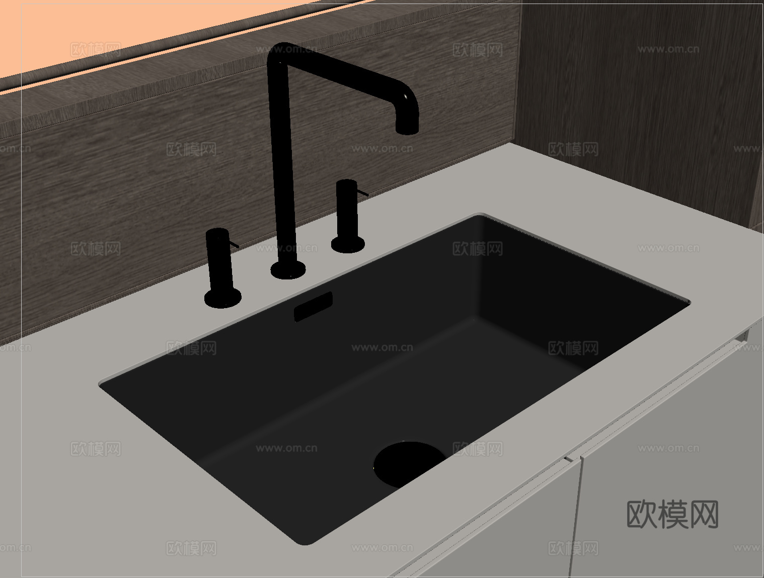 现代水槽 不锈钢水槽 洗菜池 洗菜盆 水龙头su模型