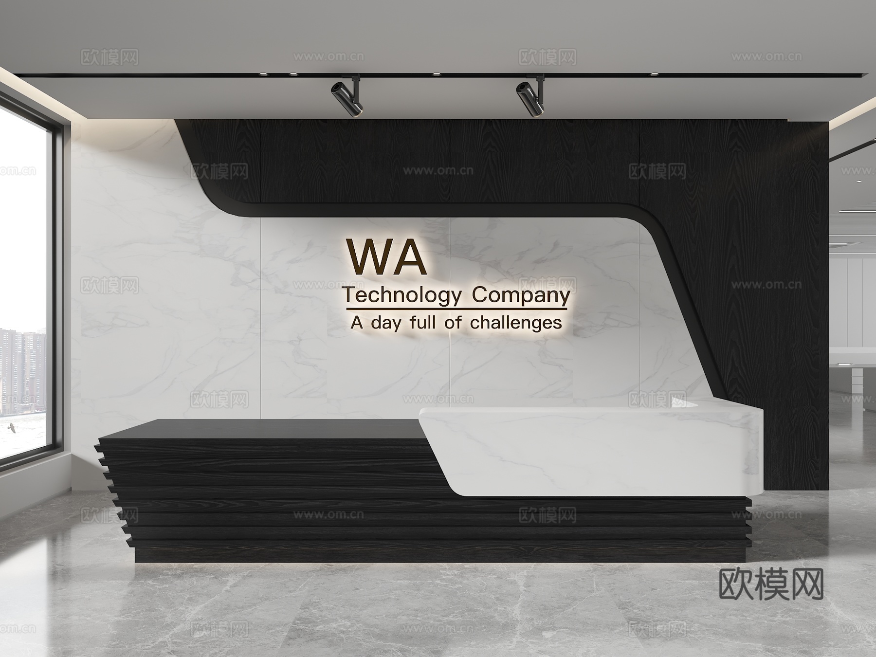 现代背景墙 前台背景墙 公司形象墙 接待背景墙 科技背景墙su模型