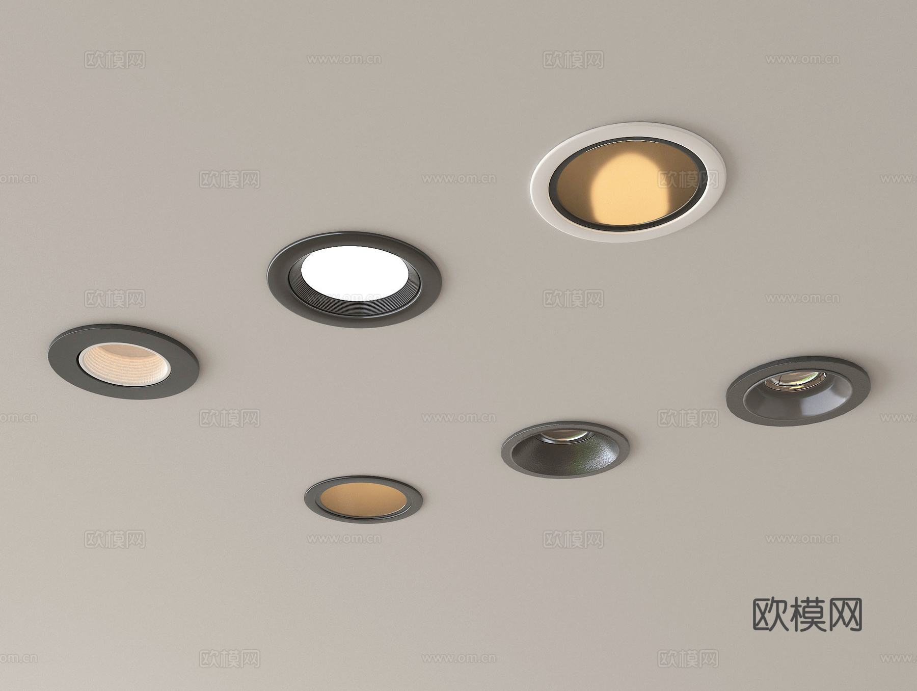 现代筒灯射灯 嵌入式筒灯射灯 牛角灯su模型