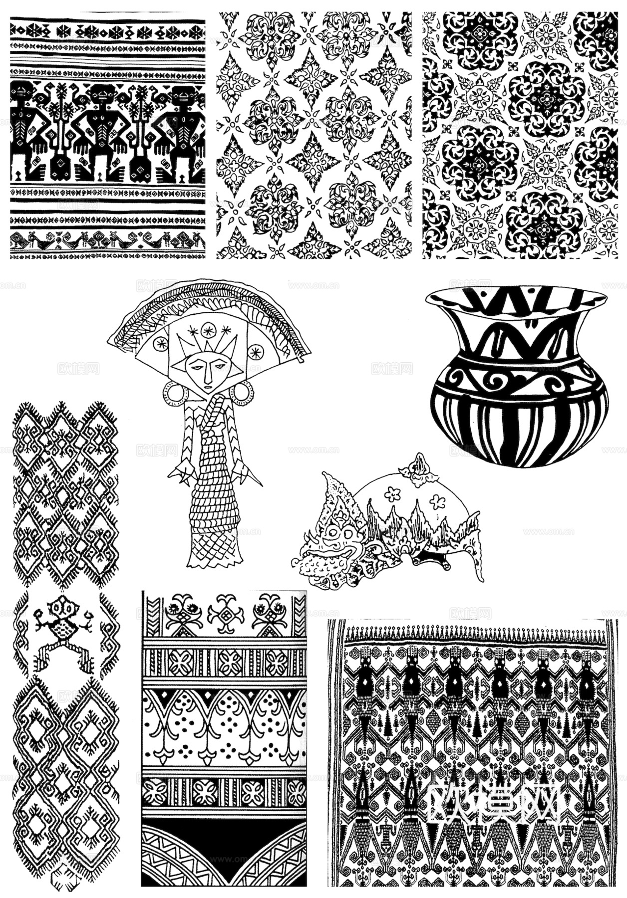 黑白凹凸 高光遮罩 通道 花纹纹理 装饰线条 纹理 墙绘图案