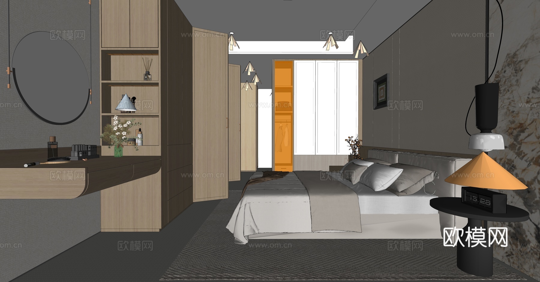 主卧 卧室 床 家居卧室su模型