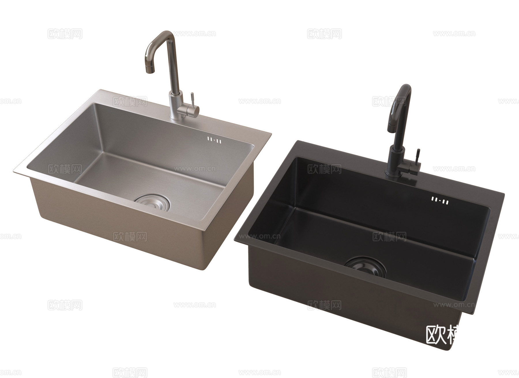 现代水槽 不锈钢水槽 洗菜池 洗菜盆 水龙头su模型