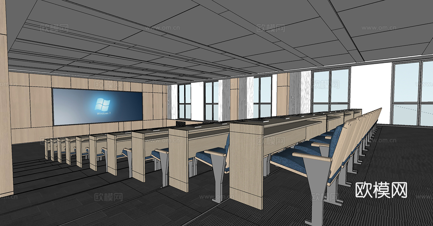 其他学校空间 阶梯教室 报告厅 教室 教室免费su模型