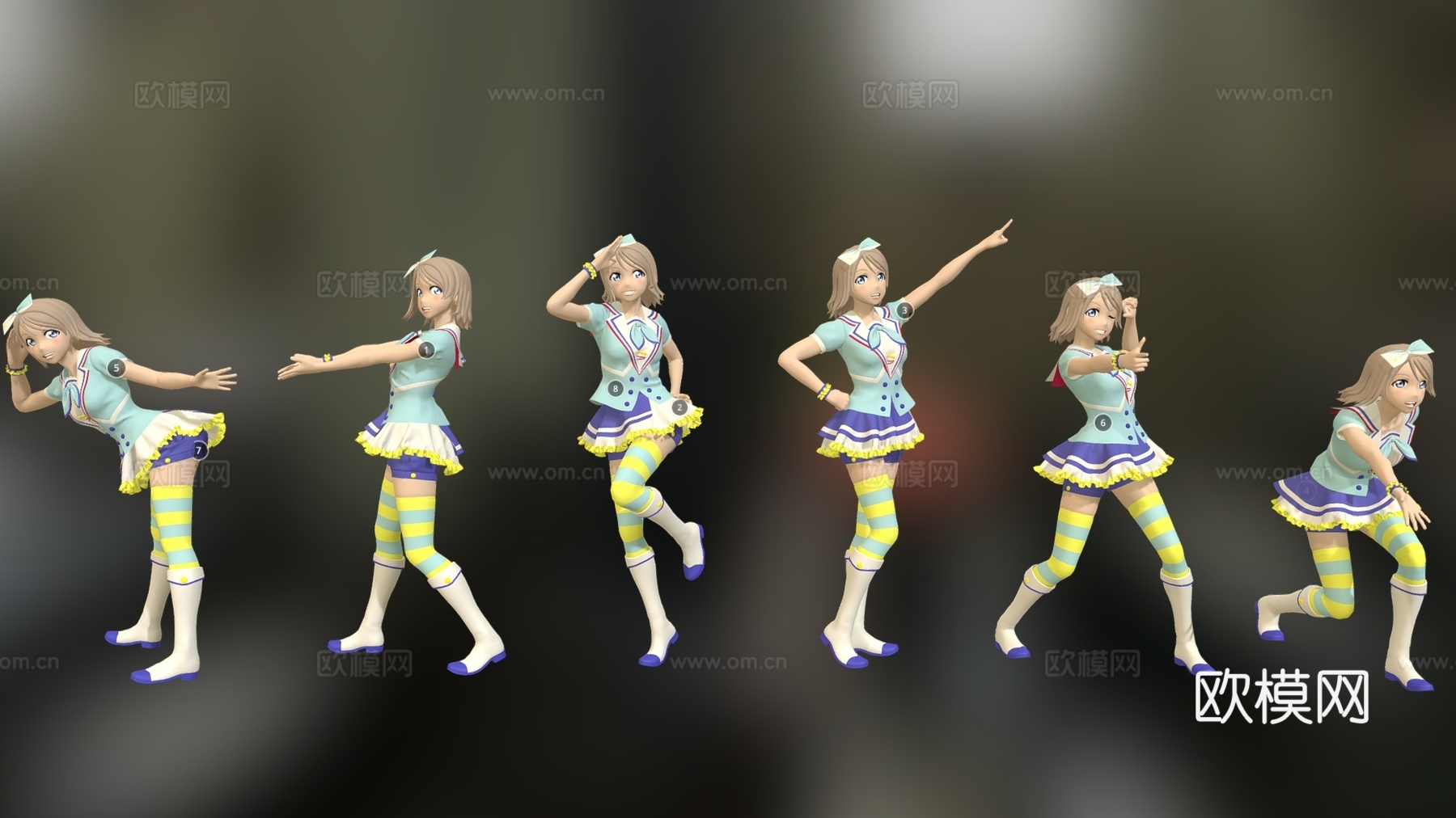 现代动漫人物 可爱女孩 多人姿势 动漫少女su模型