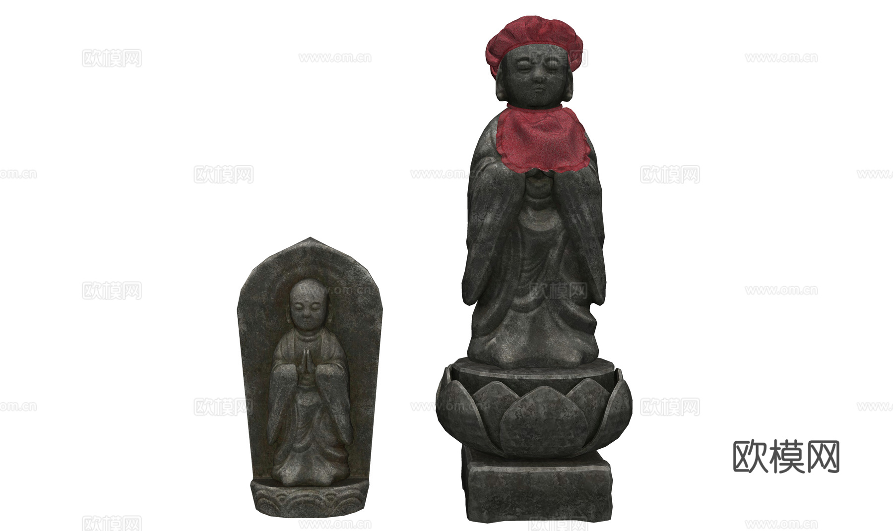 中式佛像雕塑 石像雕塑 景观雕塑 景观小品su模型