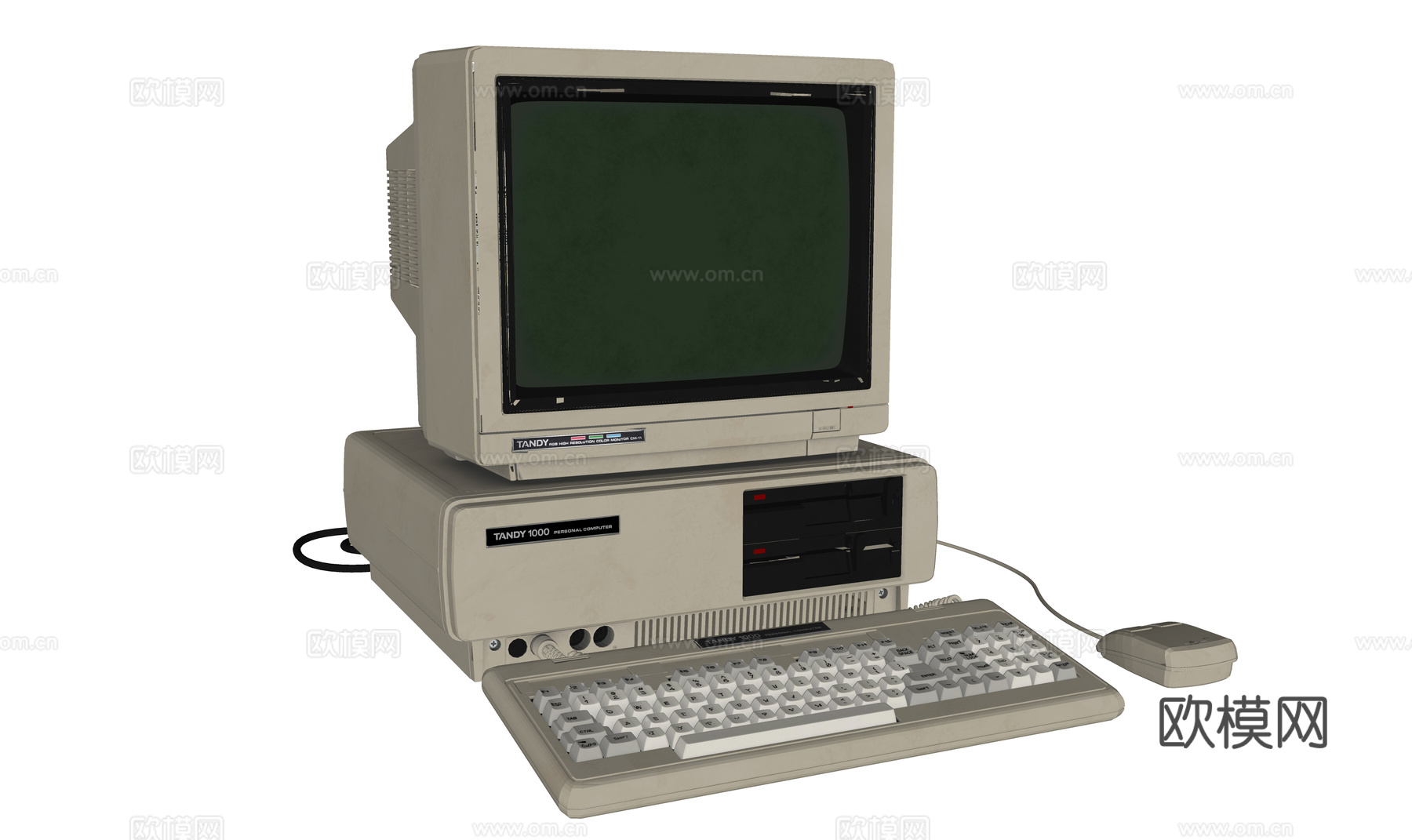 复古台式电脑 老式电脑 初代电脑su模型