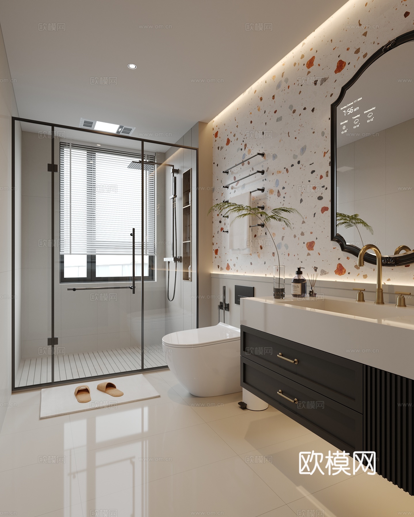 中古卫生间 马桶 花洒 洗手台 镜柜su模型