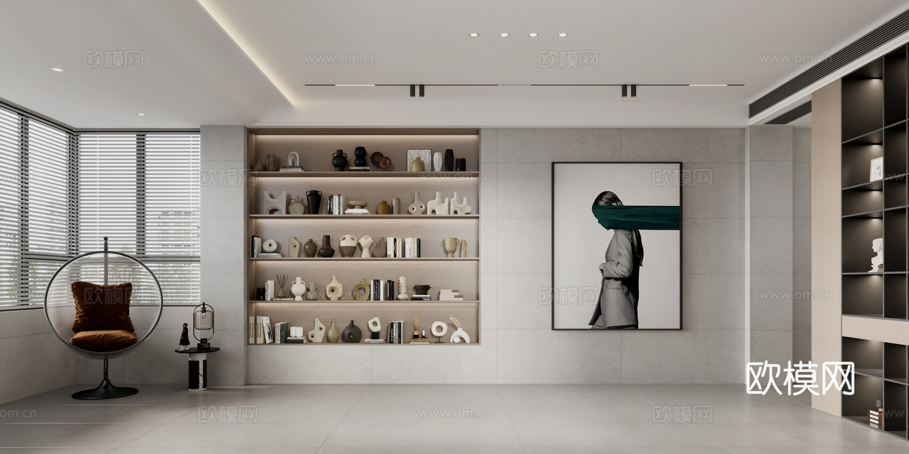 意式董事长办公室 意式总经理办公室  意式茶桌 意式办公桌3d模型下载（渲染图2）