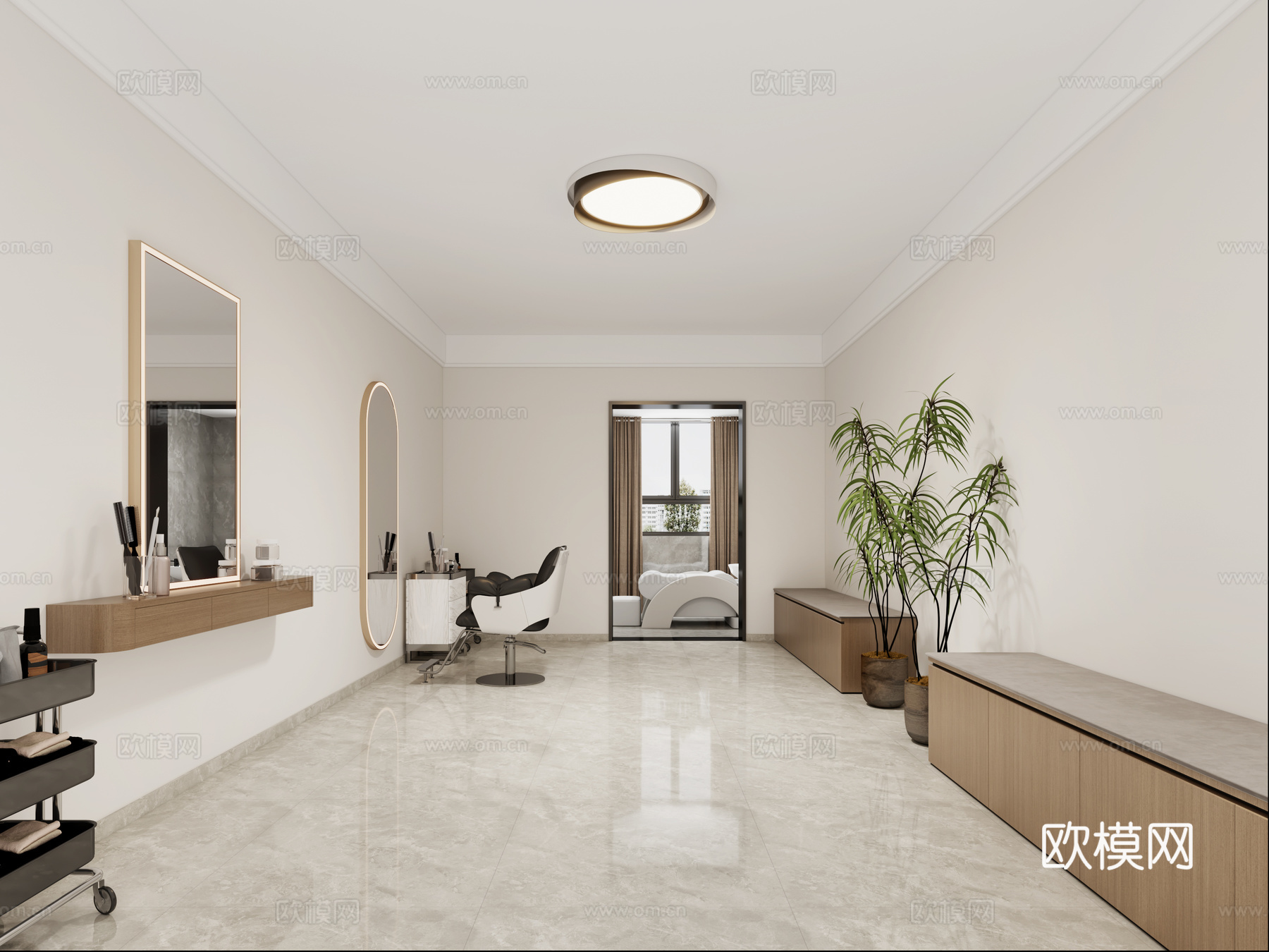 现代理发店 现代美发店 现代美妆店3d模型下载