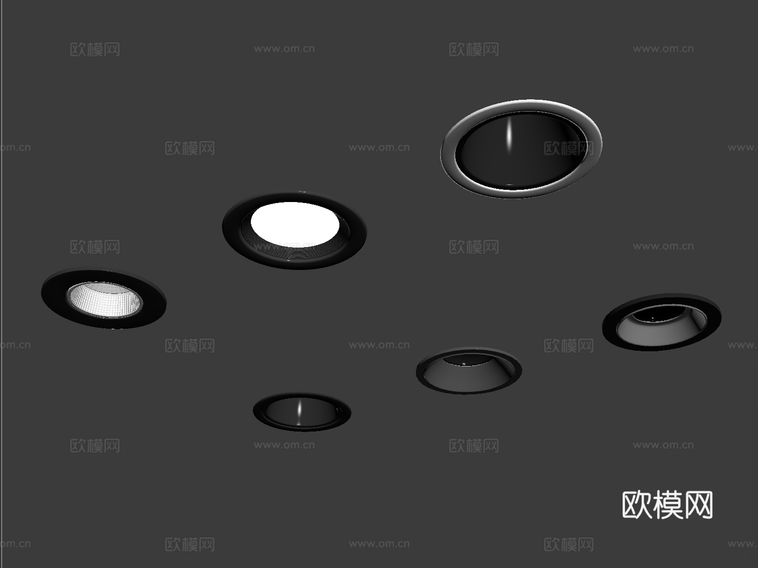 现代筒灯射灯 嵌入式筒灯射灯 牛角灯su模型