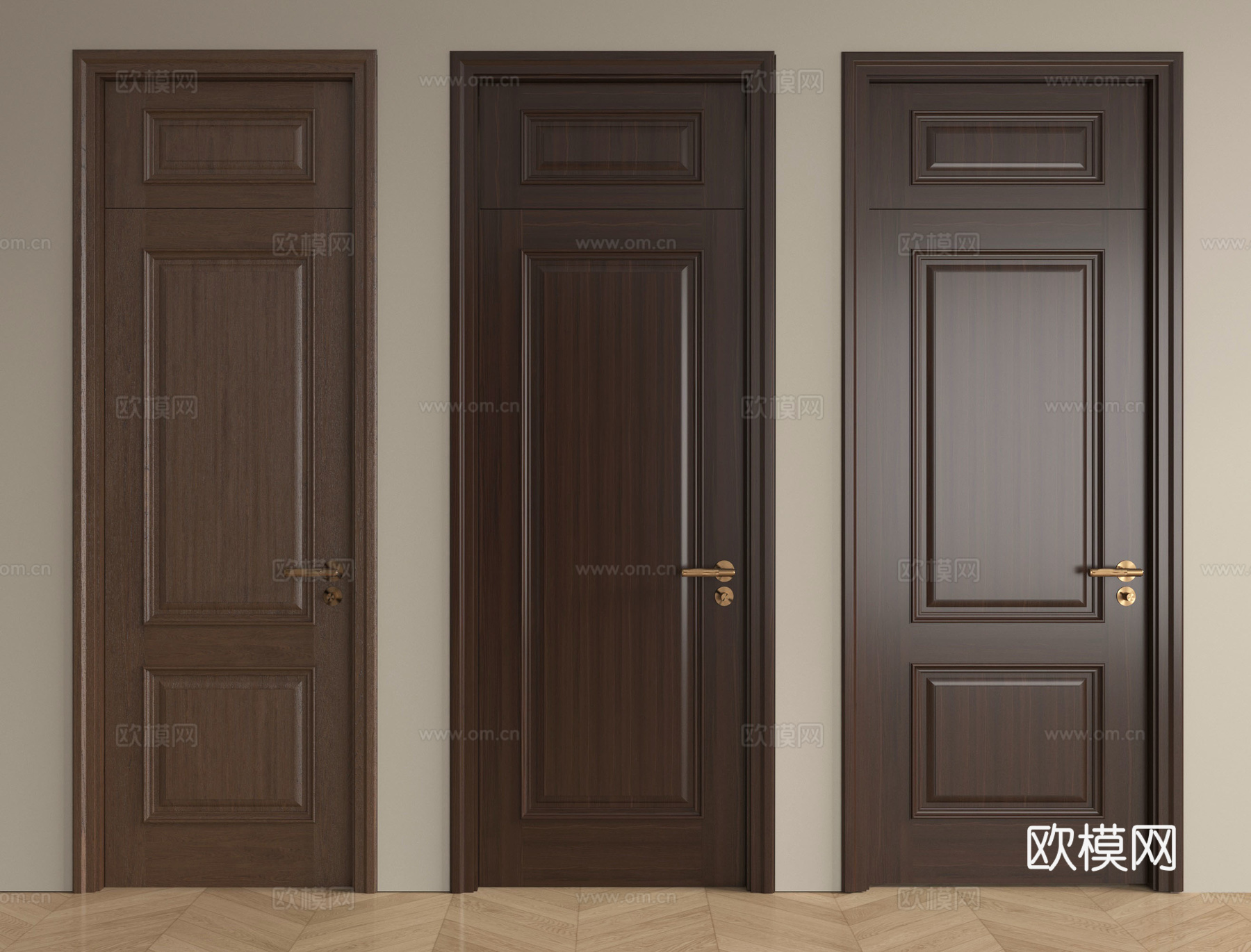 中式单开门 实木门 卧室门su模型