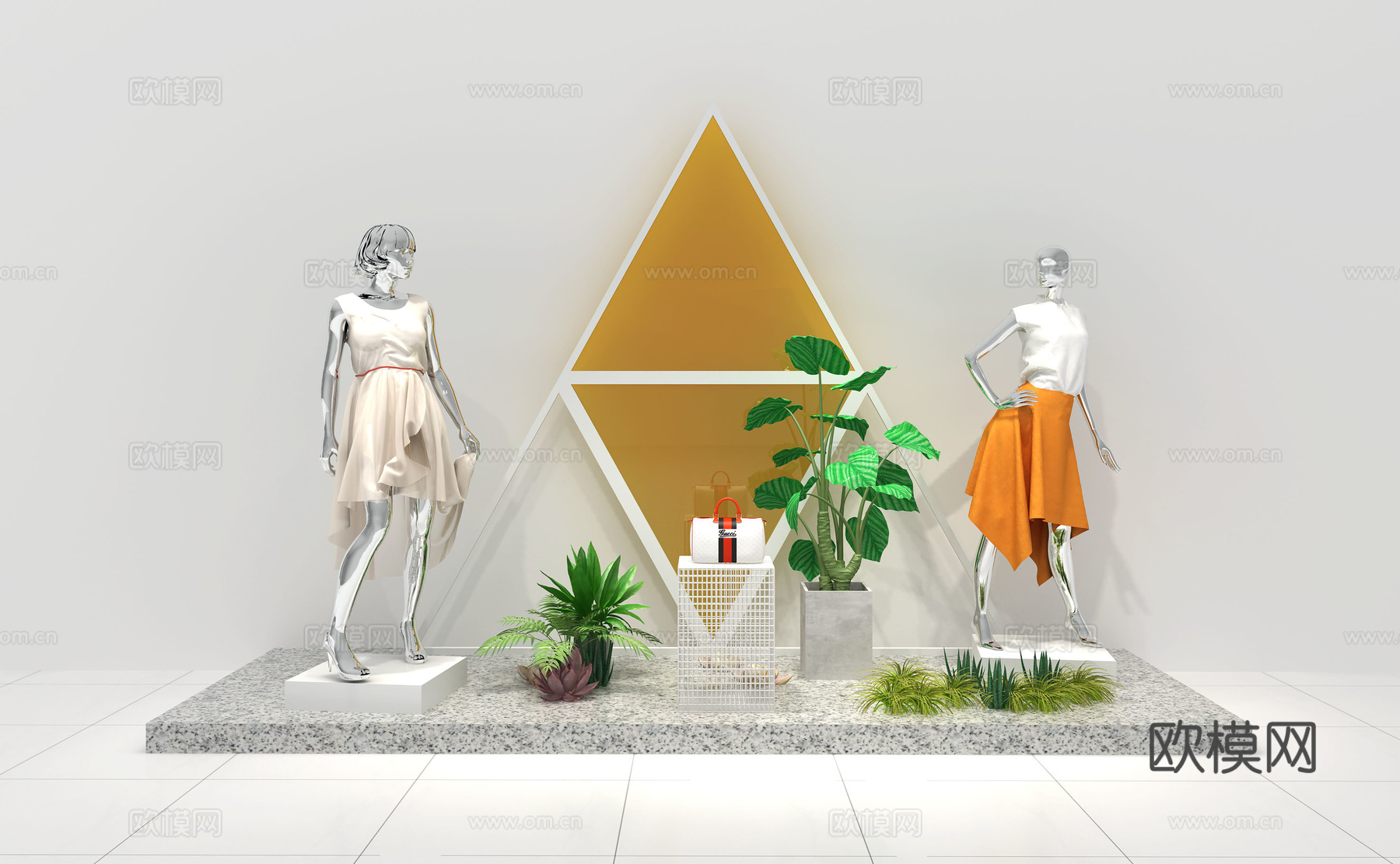 现代女装橱窗陈列DP点su模型