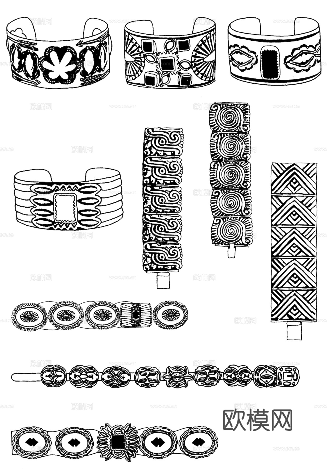 黑白凹凸 高光遮罩 通道 古典花纹 装饰线条 纹理 墙绘图案下载