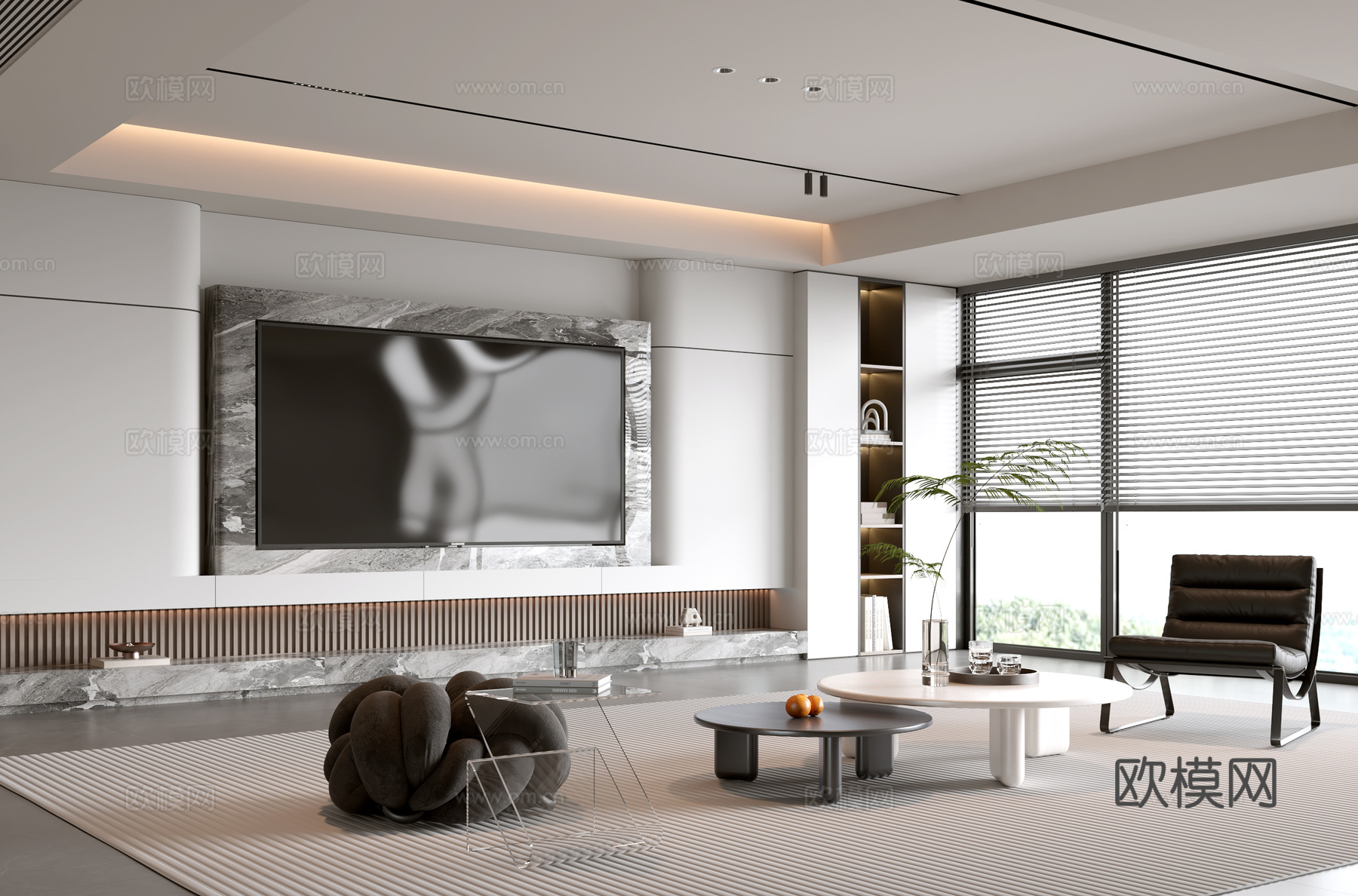 意式客厅 现代客厅 电视背景墙 电视柜 客厅背景 沙发茶几组su模型