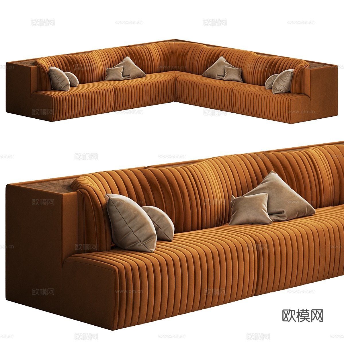 现代 Hamish 模块化转角沙发3d模型下载（渲染图1）