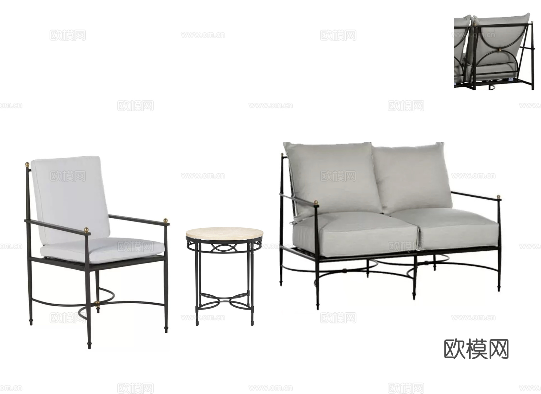 铁艺简约沙发su模型