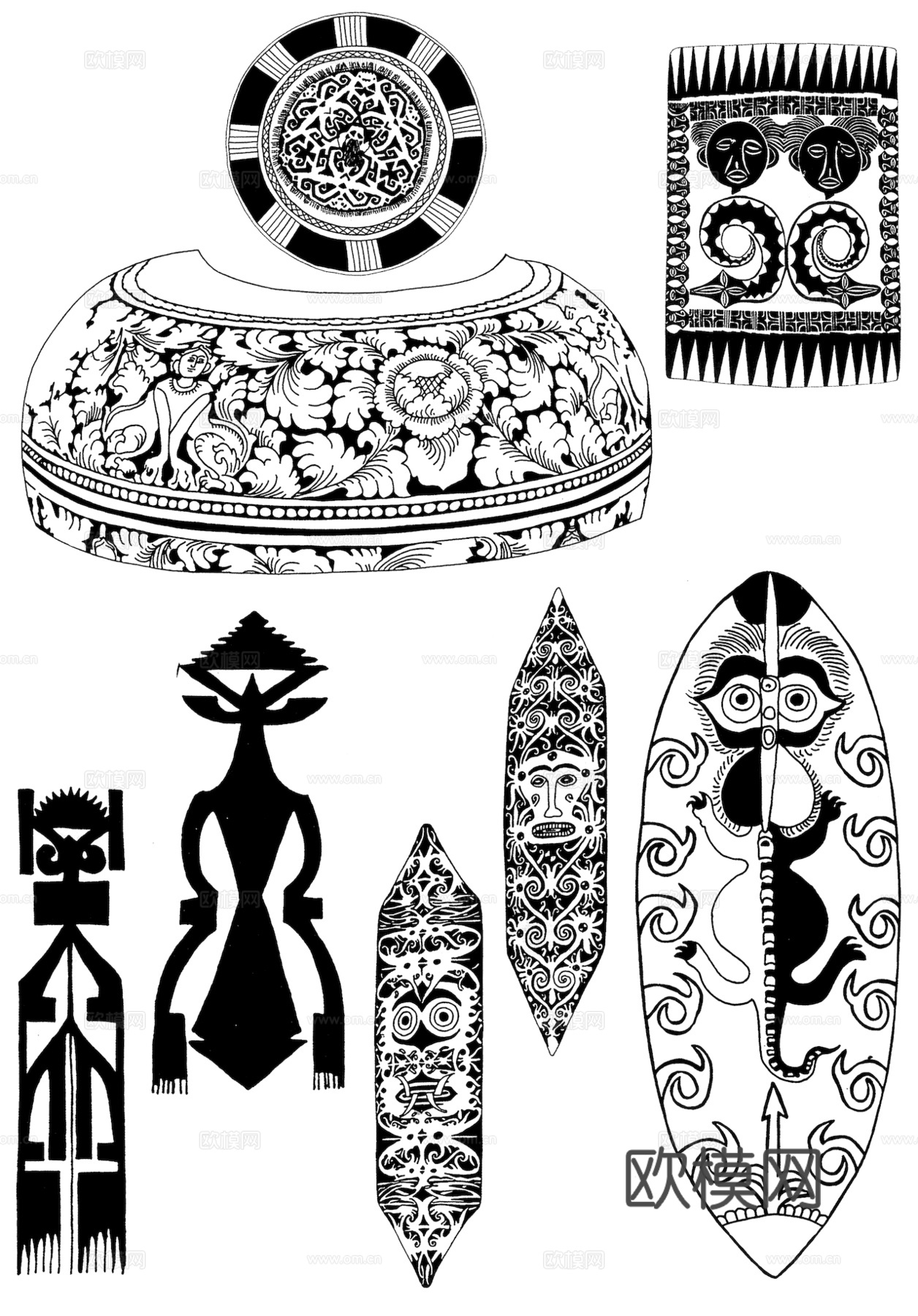 黑白凹凸 高光遮罩 通道 花纹纹理 装饰线条 纹理 墙绘图案下载