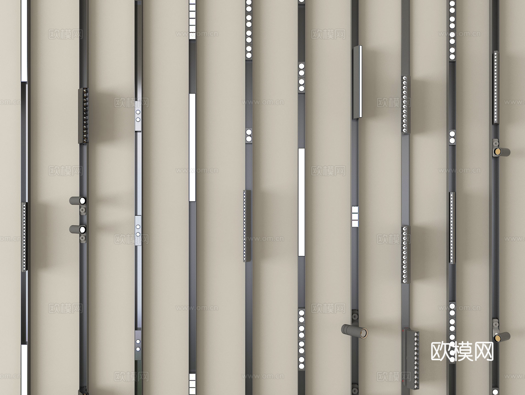 现代筒灯射灯 轨道射灯 线形射灯su模型