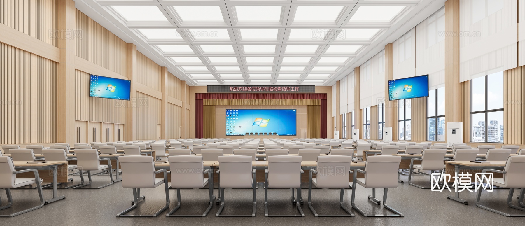 现代其他学校空间_报告厅_阶梯教室_教室桌椅su模型