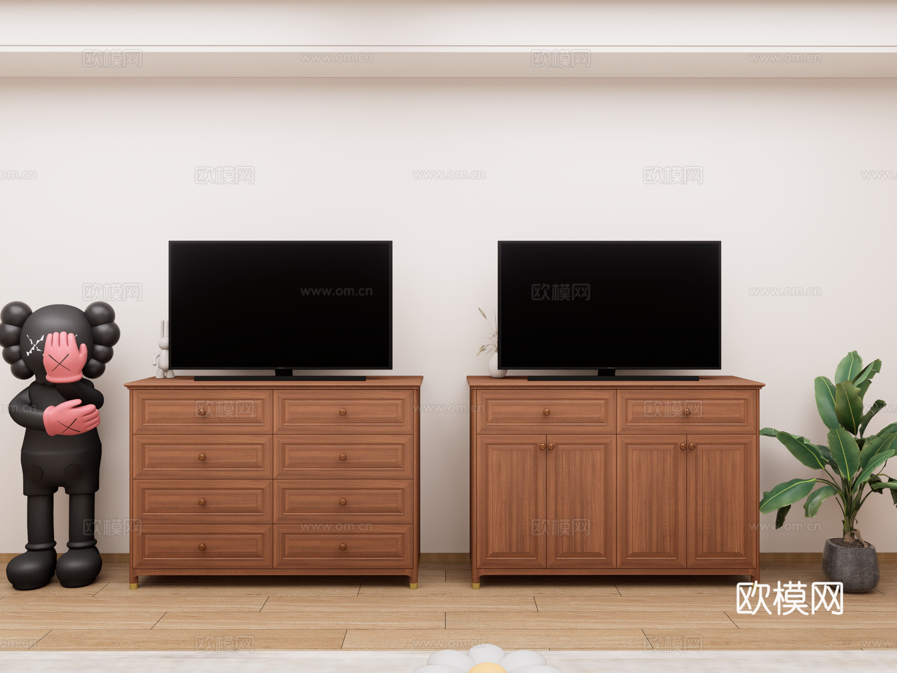中古风客厅电视柜 地柜式 斗柜 木材 矮柜 装饰柜su模型