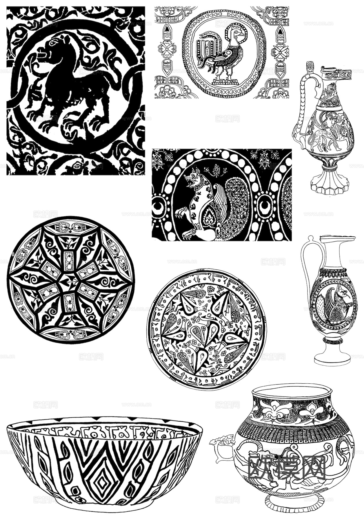 黑白凹凸 高光遮罩 通道 花纹纹理 装饰线条 纹理 墙绘图案下载