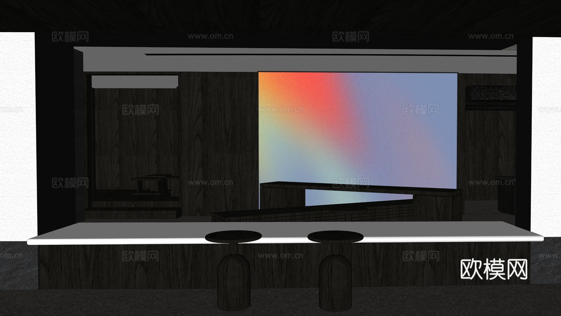 酒店会客厅酒店大堂su模型