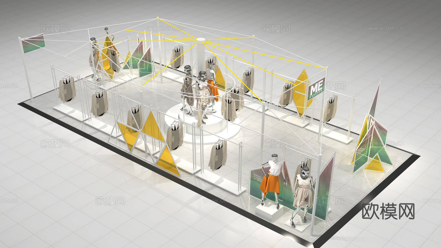 现代女装快闪店临时展su模型