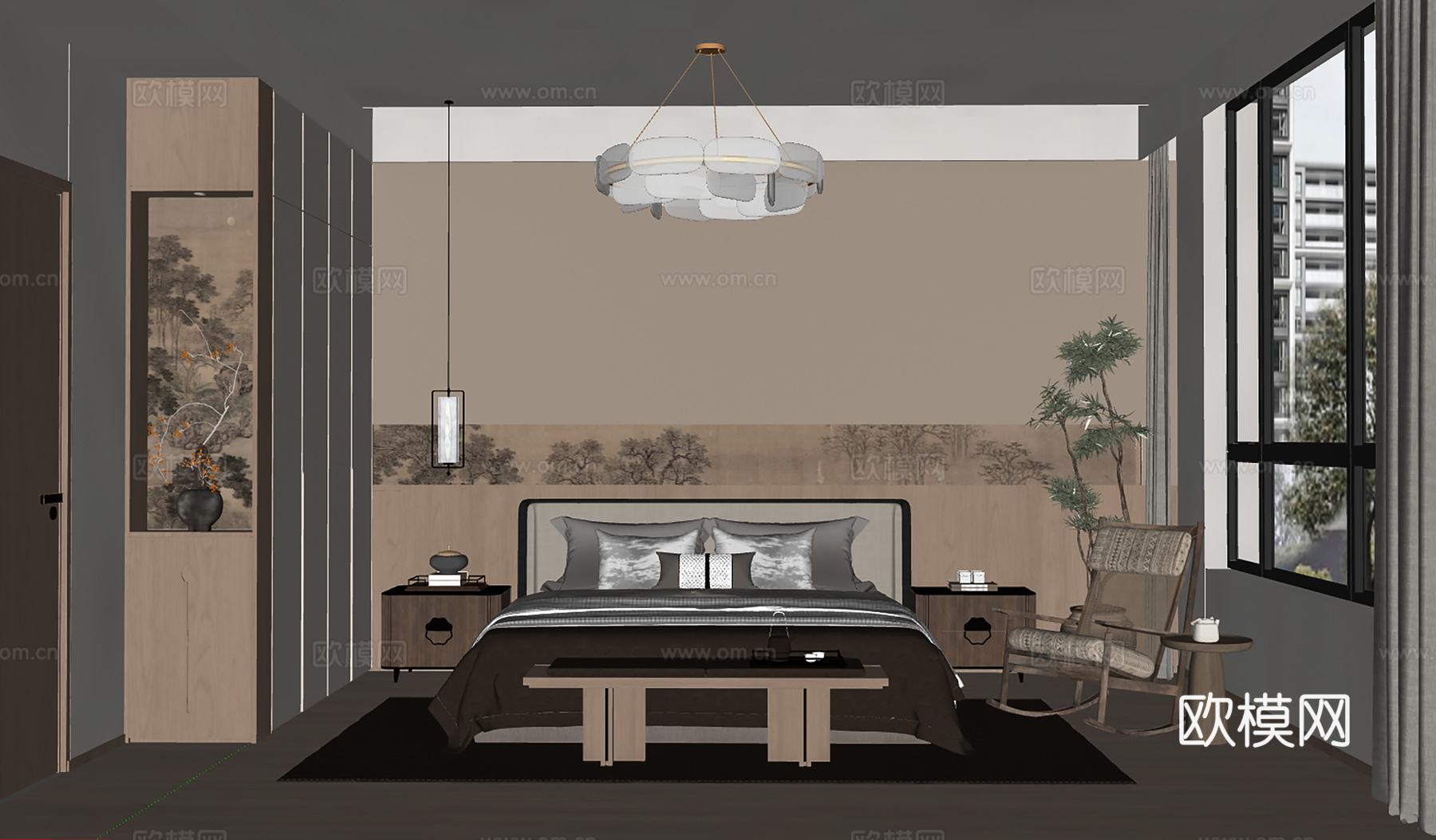 现代中古风老人房su模型