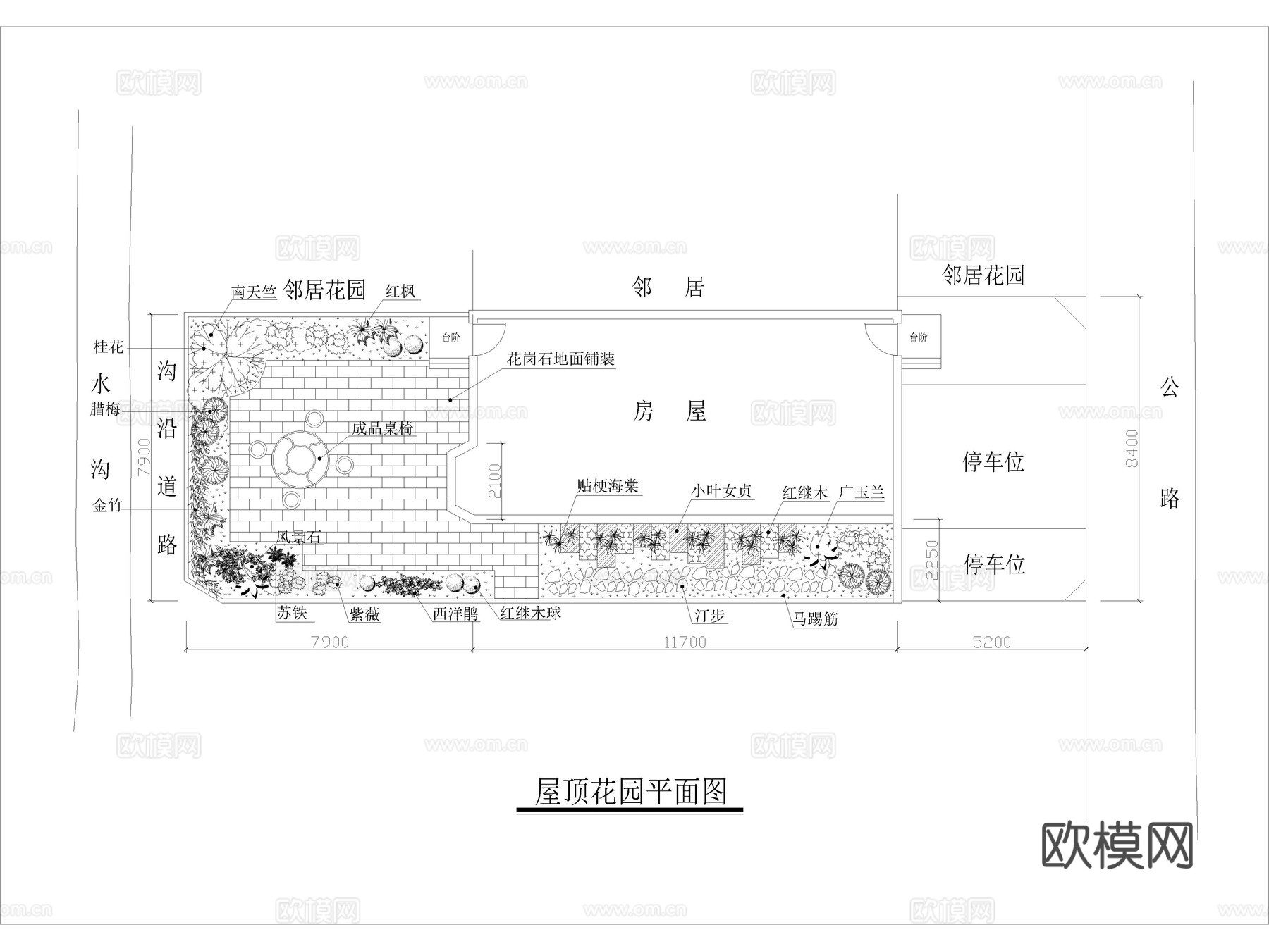 200套别墅屋顶花园景观设计CAD施工图cad施工图