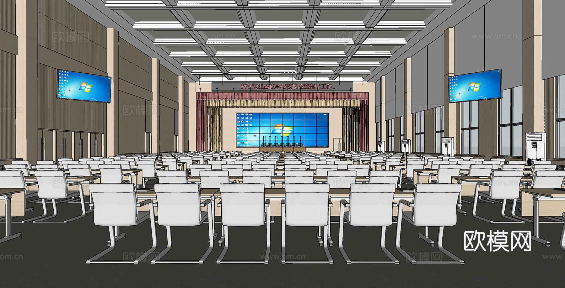现代其他学校空间_报告厅_阶梯教室_教室桌椅su模型