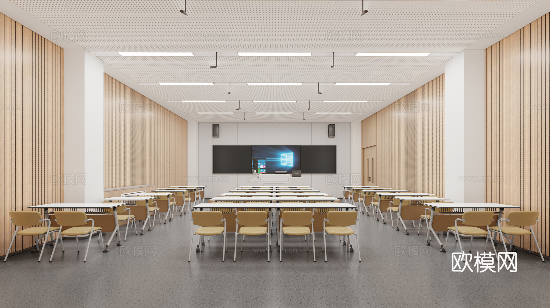 现代教室 普通教室 录播室 教室 教室桌椅su模型