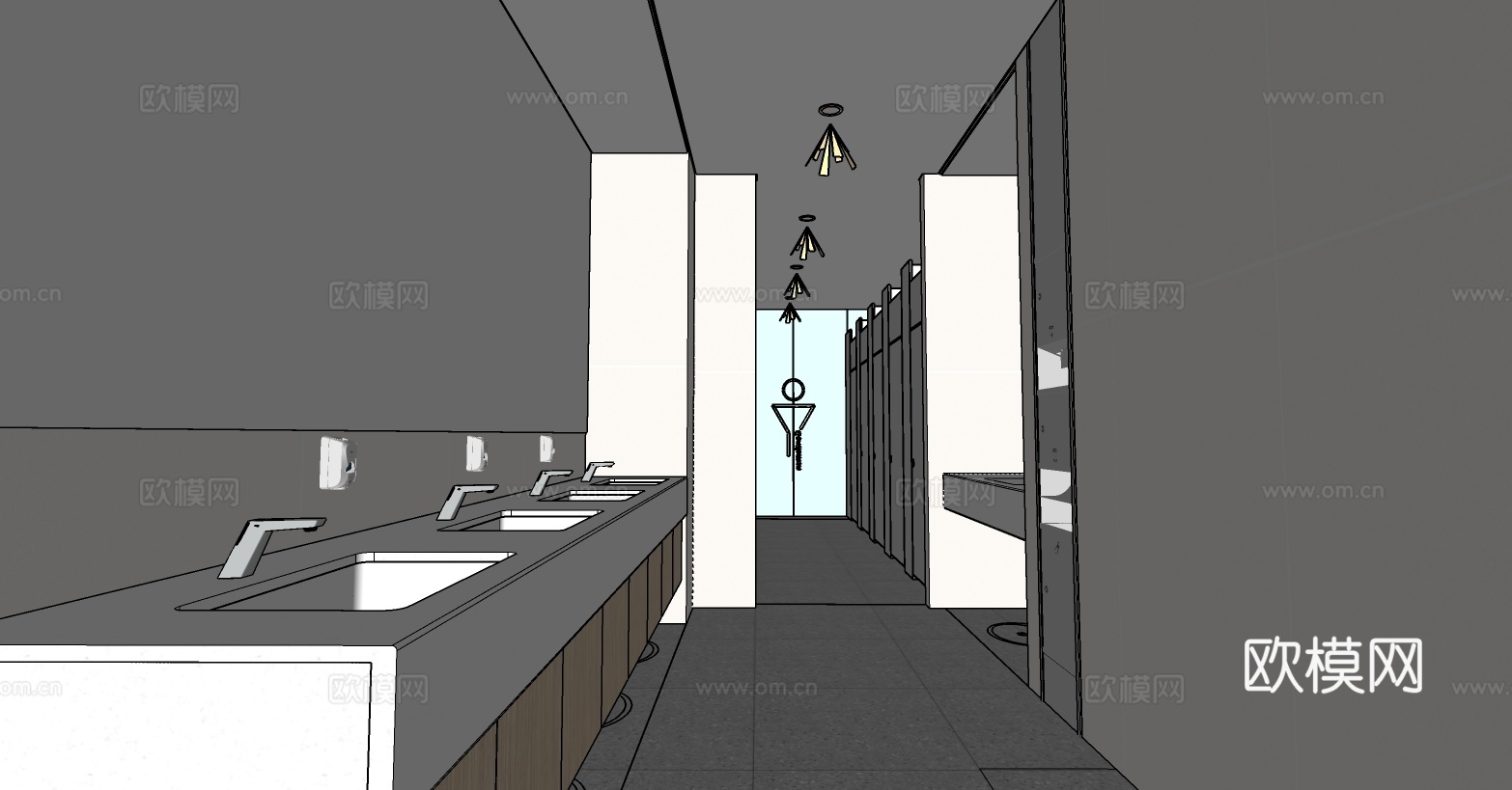 现代其他学校空间 卫生间 厕所 盥洗间su模型