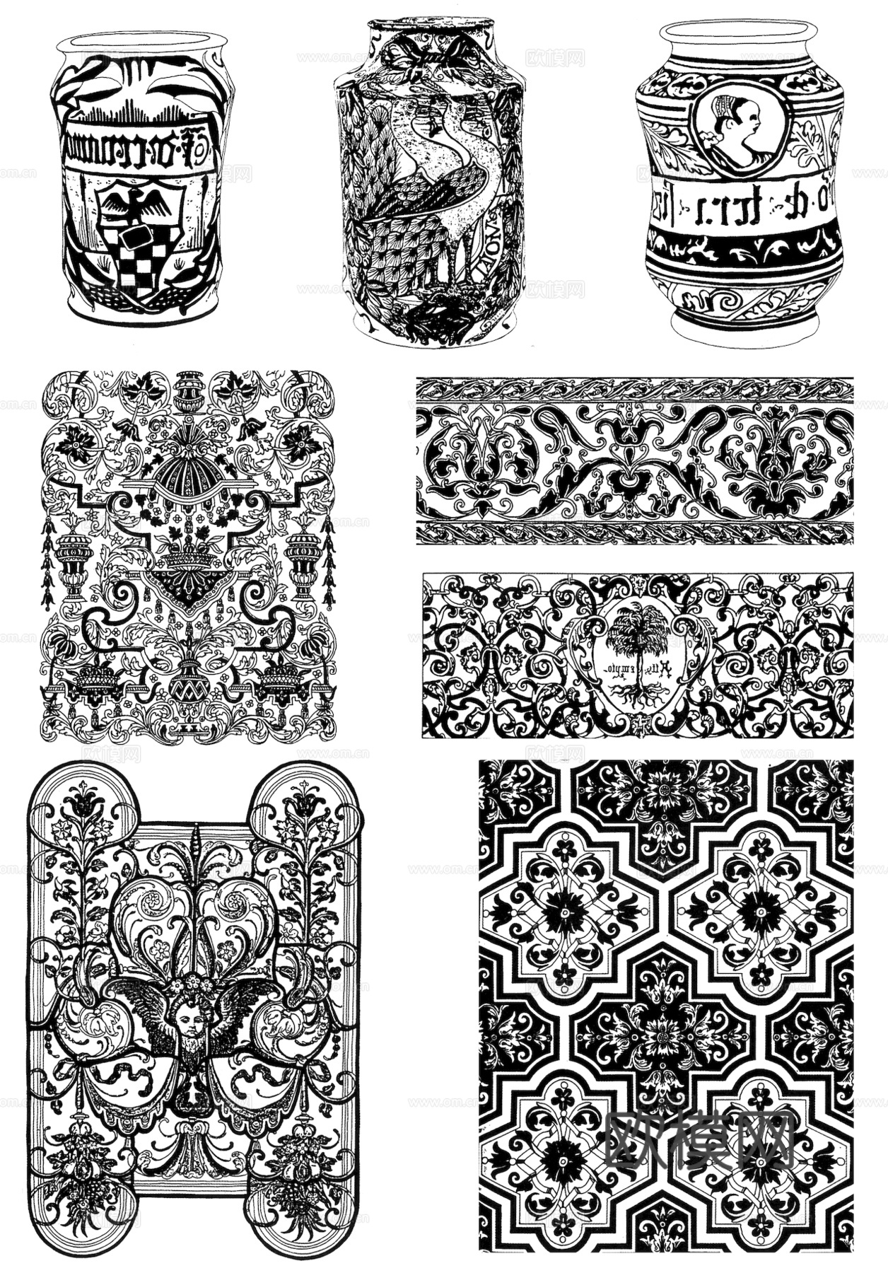 黑白凹凸 高光遮罩 通道 花纹纹理 装饰线条 纹理 墙绘图案下载