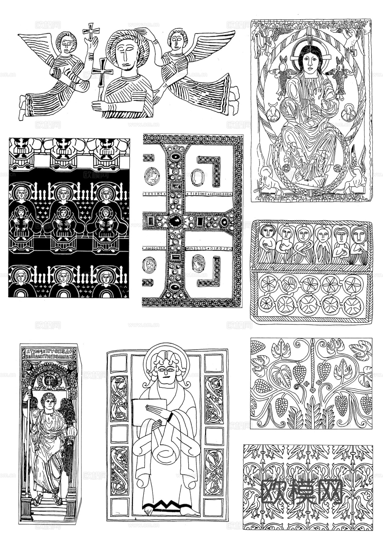 黑白凹凸 高光遮罩 通道 花纹纹理 装饰线条 纹理 墙绘图案下载