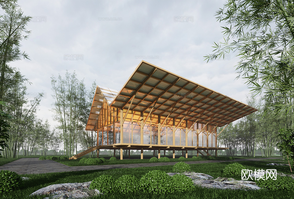 现代木屋 森林民宿 露营民宿 驿站su模型