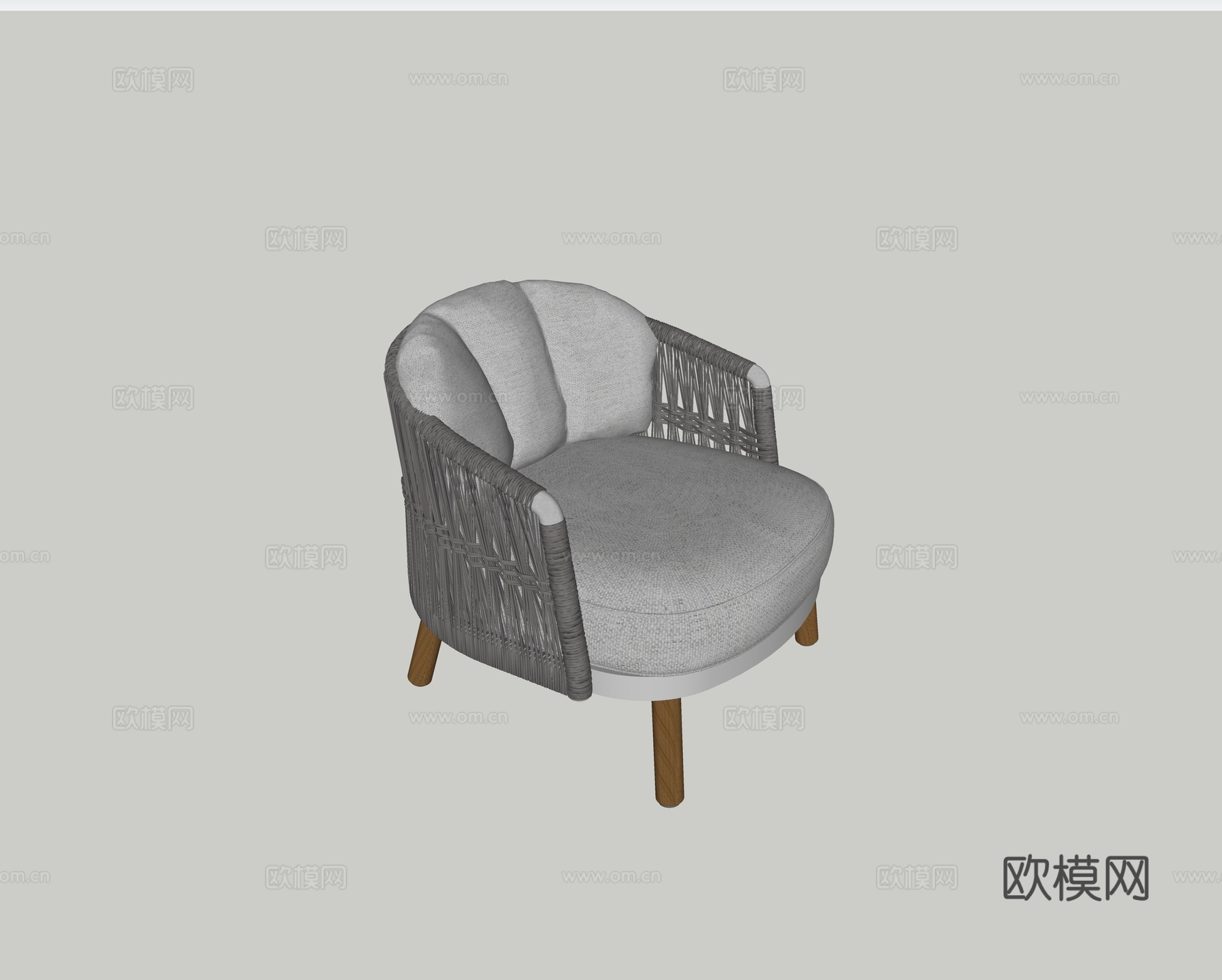 现代椅 休闲椅 柚木椅 旋转椅 单人椅su模型