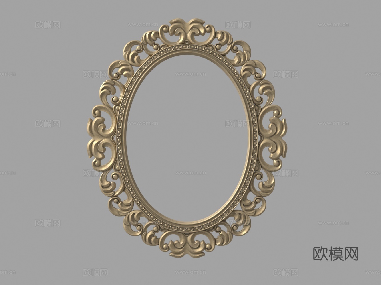 欧式雕花椭圆镜子3d模型下载