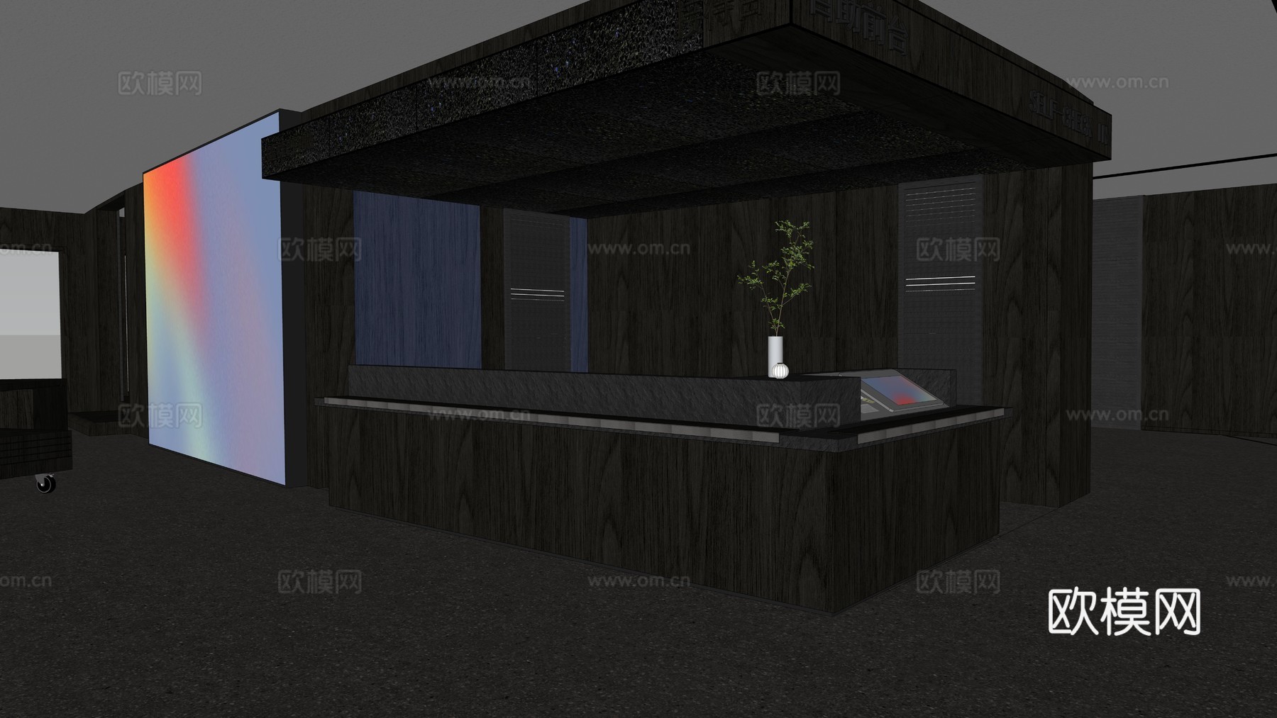 酒店会客厅酒店大堂su模型