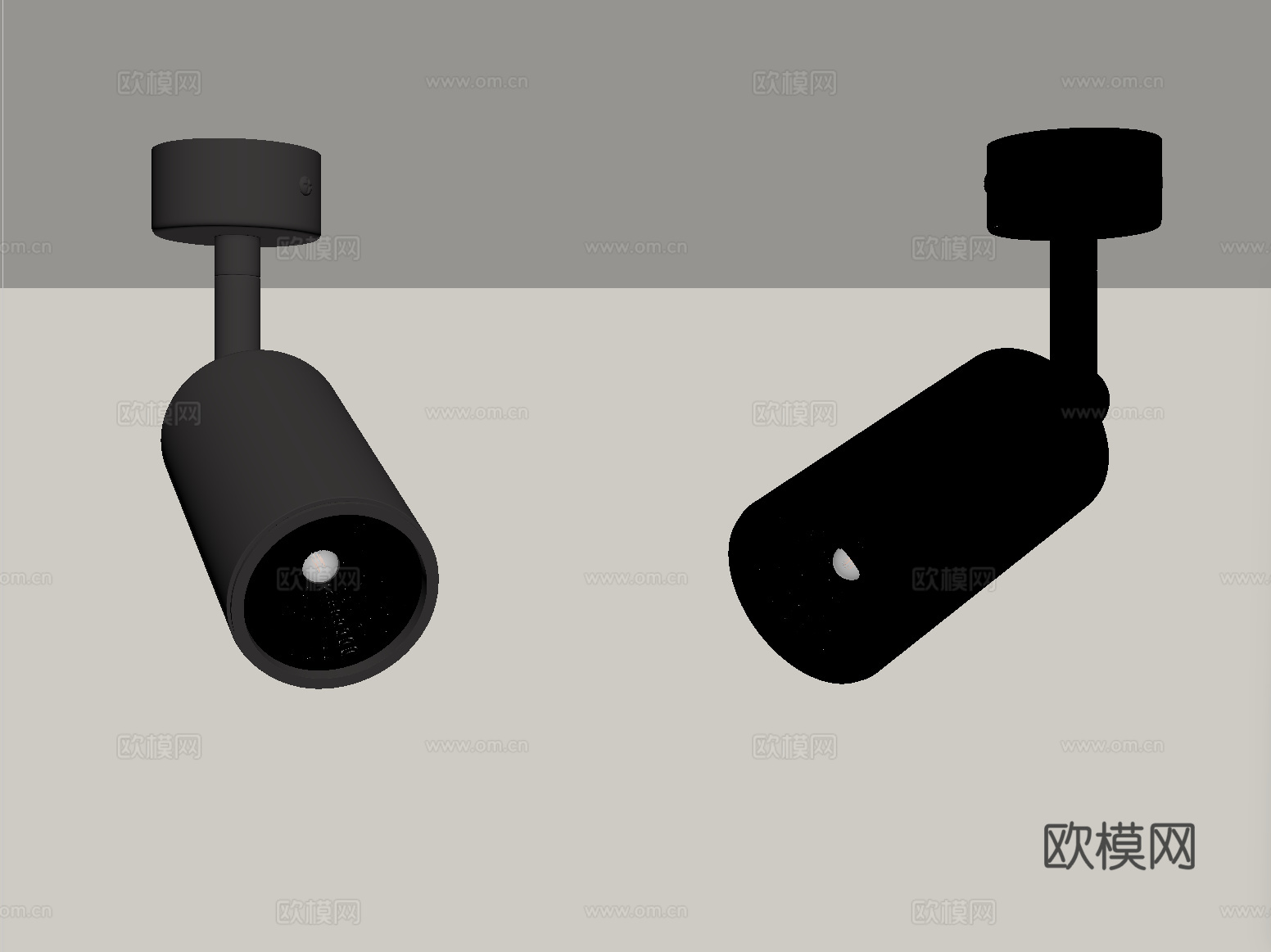 现代筒灯射灯 明装射灯 转向式su模型