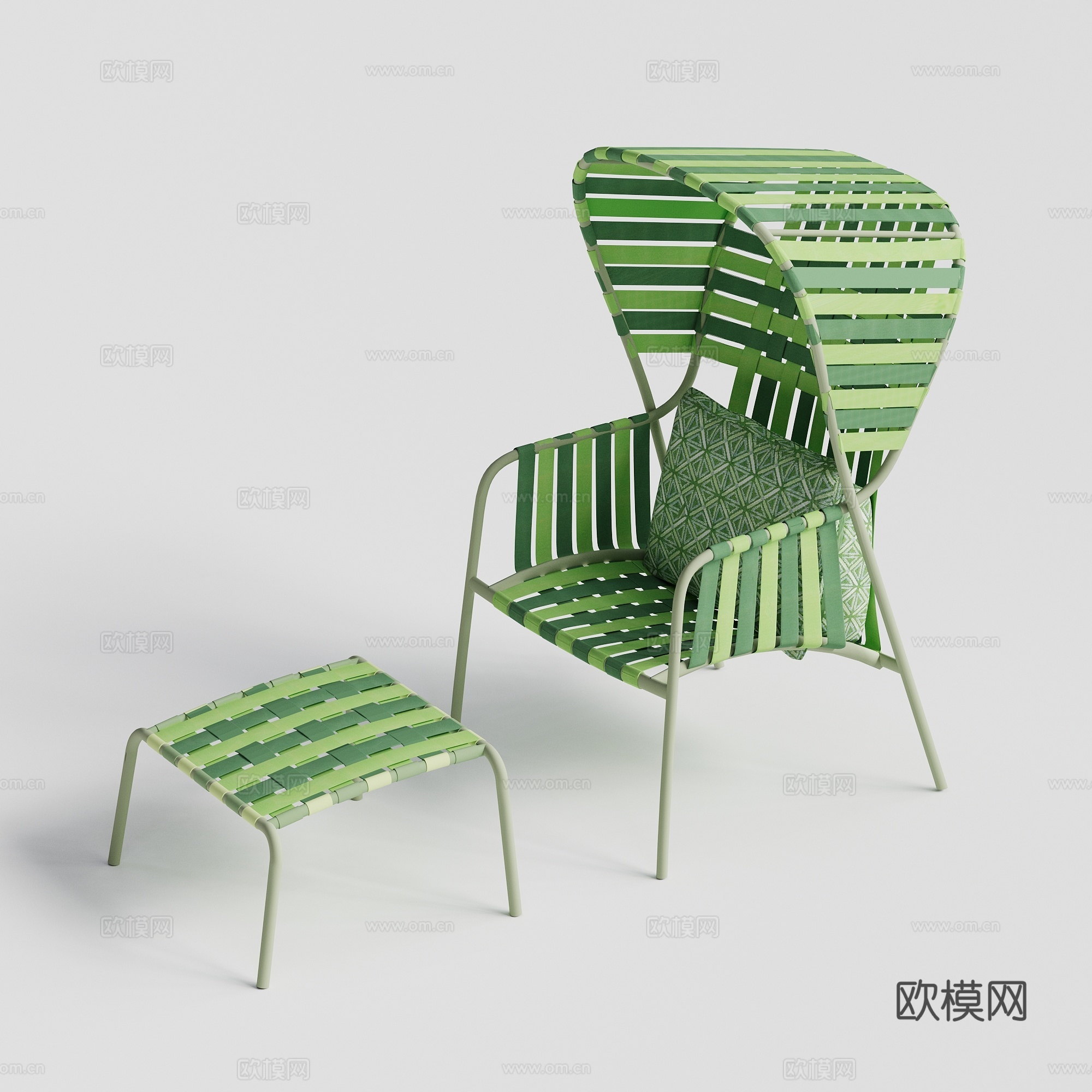 现代亚蒂户外 庭院花园休闲椅 脚踏su模型
